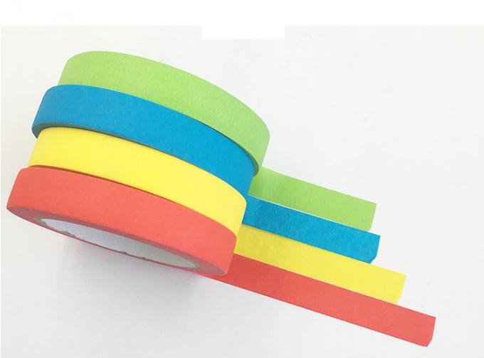 Rubber Glue Crepe Paper Colored Masking Tape For Car Painting 1.2-4.5cm