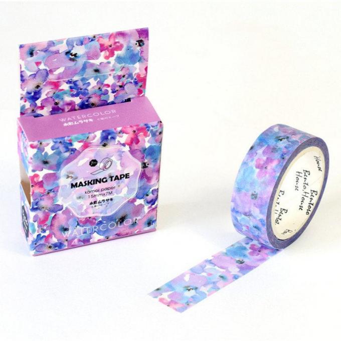 Flower Decorative Stationery Japanese Washi Tape , Adhesive Custom Printed Washi Tape