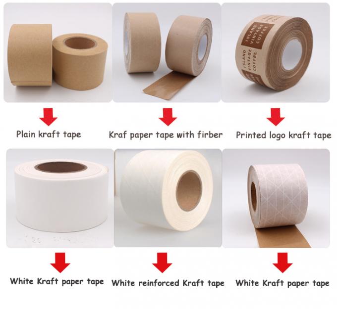 Brown / White Color Kraft Paper Tape Customized Reinforced Gummed Kraft Paper Tape