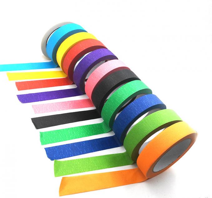 1" x 60 Yards Crepe Paper Colored Masking Tape Set For Walls , Scrapbook