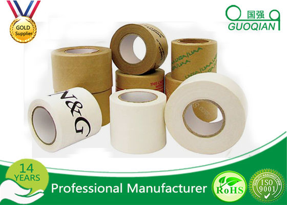 China Logo Printed Reinforced / Gum / Water Active Kraft Paper Tape , Thinkness 110mic~180mic supplier