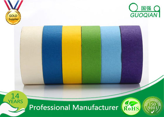 White /  Yellow / Red Crepe Paper Decorative Masking Tape With Rubber Based Gule supplier