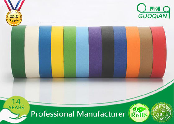 White /  Yellow / Red Crepe Paper Decorative Masking Tape With Rubber Based Gule supplier