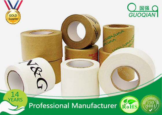 Printed LOGO Eco - Friendly Non Adhesive Kraft Reinforced Tape Water Activated supplier